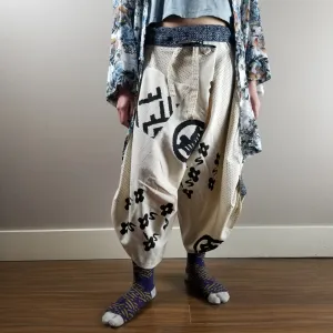 White Takeda Waist Tied Samurai Pants