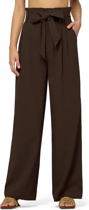 Willit Women Linen Pants Casual Wide Leg Dress Pants High Waisted Paperbag Work Trousers Summer Tie Knot Pockets 28"/30"/32''