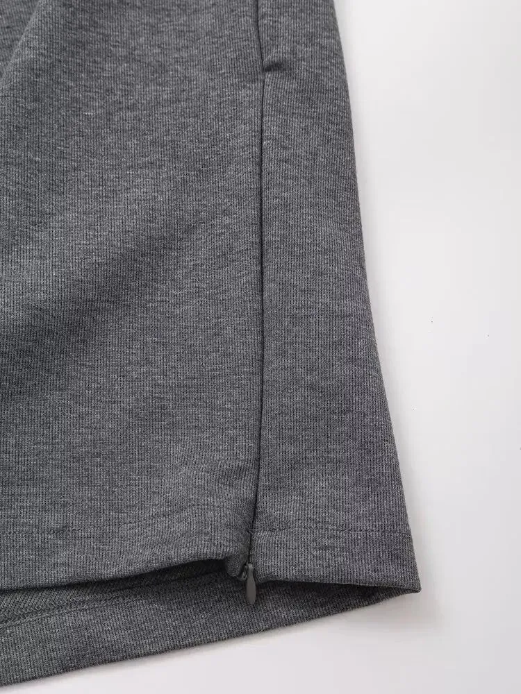 Women Relaxed Fit Lounge Set Zippered Pants & T-Shirt