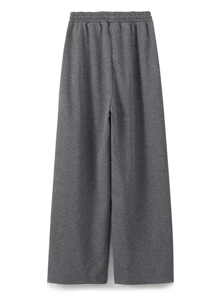 Women Relaxed Fit Lounge Set Zippered Pants & T-Shirt