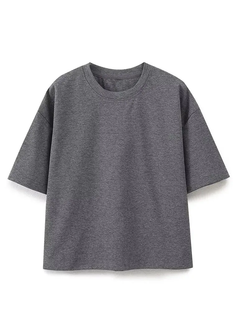Women Relaxed Fit Lounge Set Zippered Pants & T-Shirt