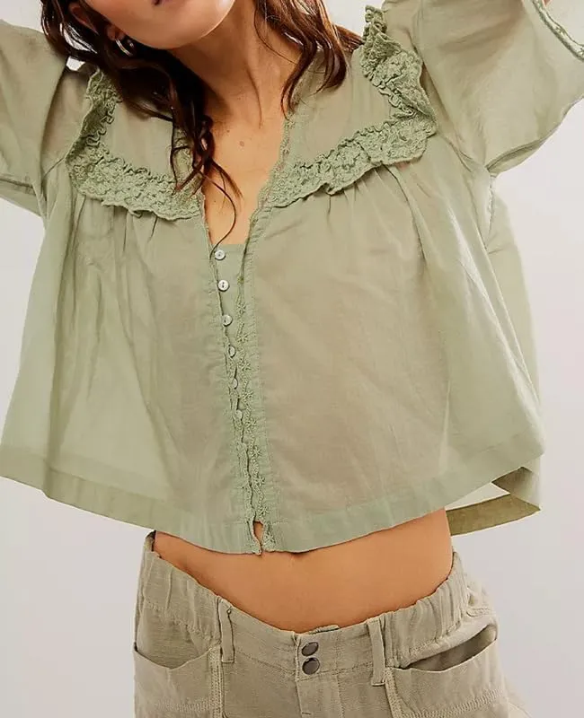 Women Y2K See Through Peplum Shirt Ruffle Lace Trim Buttons Tops Short Sleeve Doll Collar Babydoll Blouse Streetwear