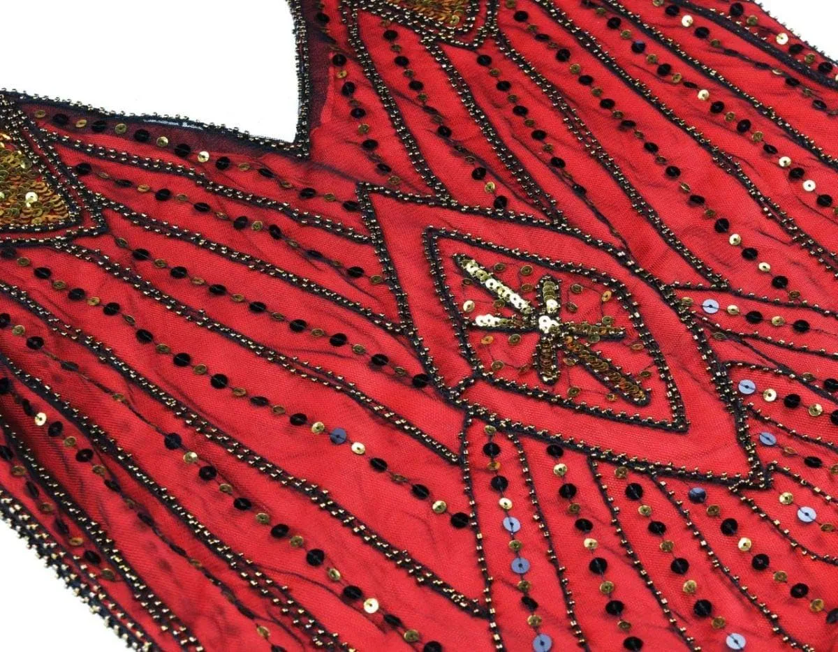 Women's 1920s Gatsby Inspired Sequin Beads Long Fringe Flapper Dress w/Accessories Set