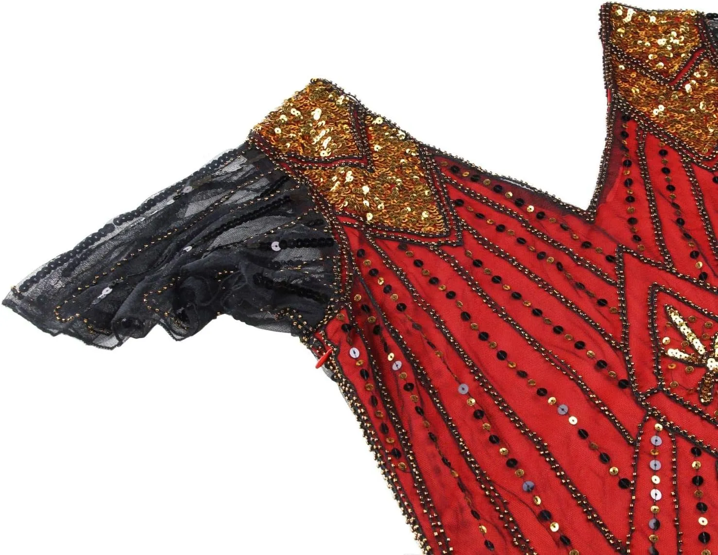 Women's 1920s Gatsby Inspired Sequin Beads Long Fringe Flapper Dress w/Accessories Set