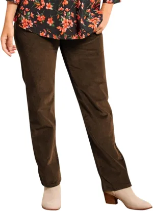 Women's Corduroy Pants Casual High Waist Straight Leg Pants Solid Color Comfy Baggy Pants Trousers with Pockets