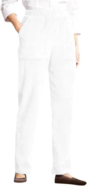 Women's Elastic Waist Winter Casual Pants with Pockets Fashion Thermal Corduroy Trousers Solid Colour Straight Pant