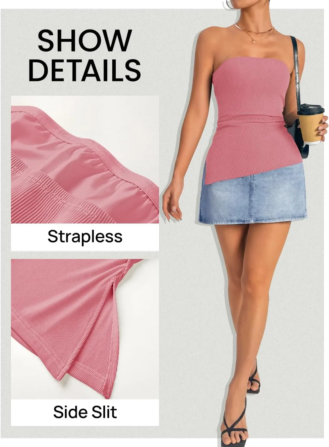 ZESICA Womens Tube Top 2025 Summer Going Out Strapless Backless Ruched Trendy Tops Asymmetrical Bandeau Outfits